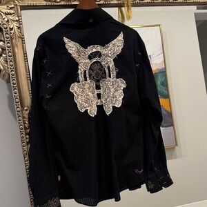 English Laundry Black Dress Shirt with Embroidery